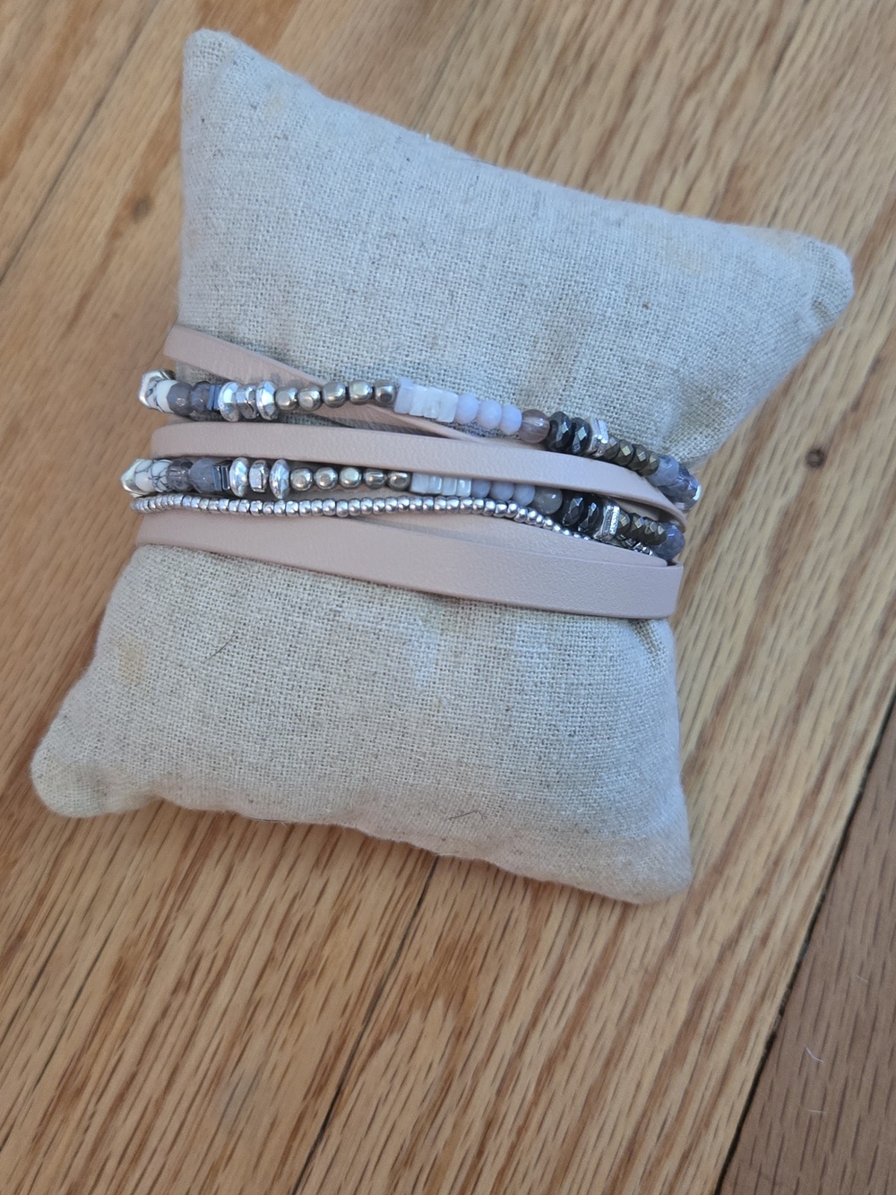 Stella & Dot Blush Pink Multi-Strand Beaded Wrap Bracelet